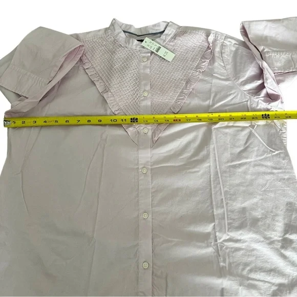 J. Crew Ruffle Trim Cotton Button Up Shirt Light Pink Size 20 Feminine NWT - Picture 7 of 9